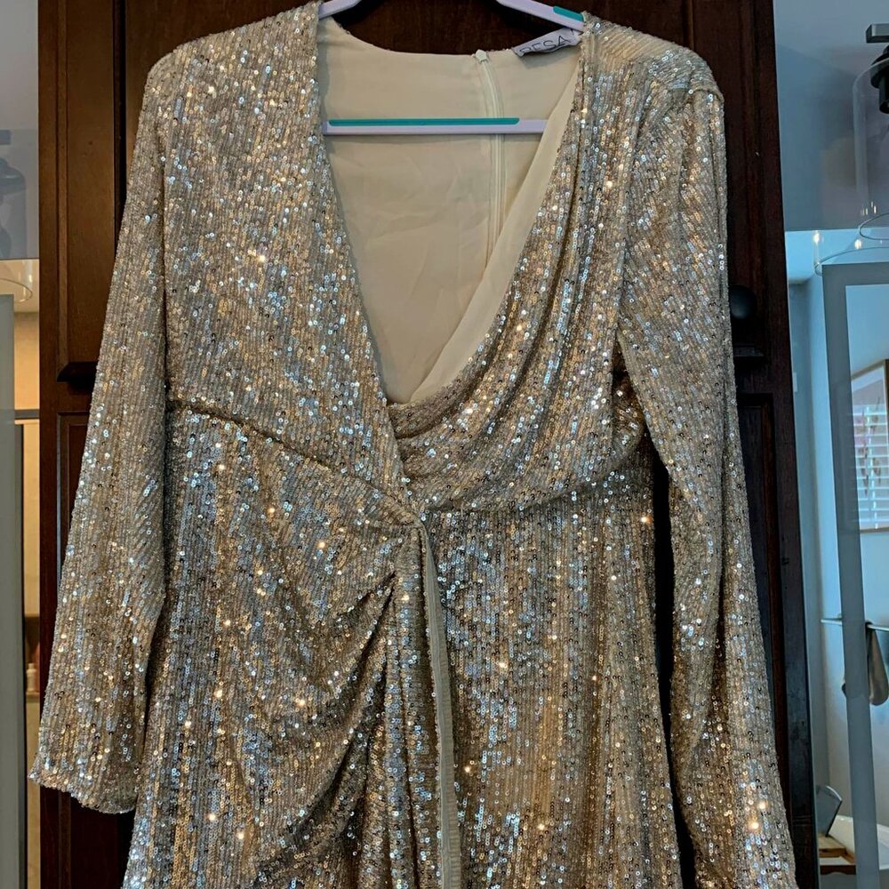 RESA long sleeve women's sparkly sequins dress